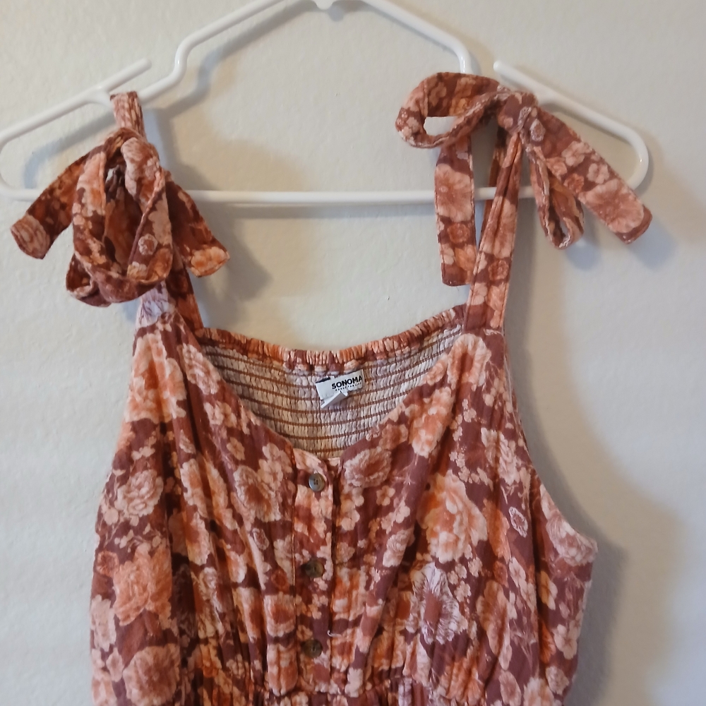 Sonoma Rust Floral Dress with Bow Straps